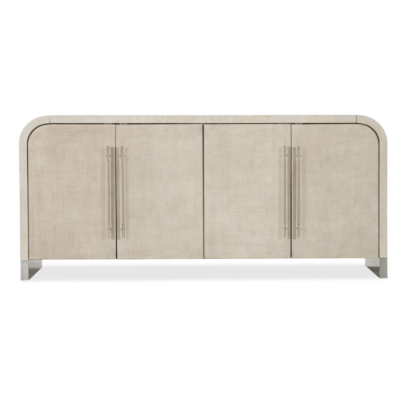 Modern 80'' Brown Oak Sideboard with Raffia Doors