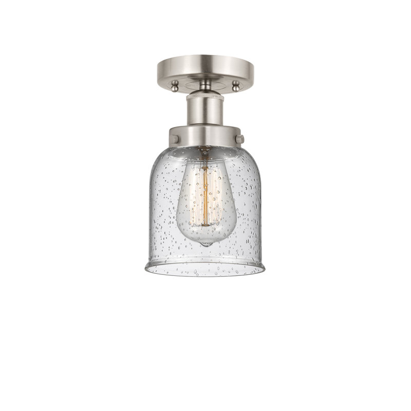 Plafonnier semi-encastré en verre Cordaville, Mercurisé, Nickel satiné brossé
