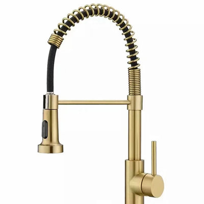 Kitchen Faucet With Pull Down Sprayer Industrial 1 Handle 1 Hole Or 3 Hole Faucet For Farmhouse Camper Laundry Utility Rv Wet Bar Sinks, Stainless Steel