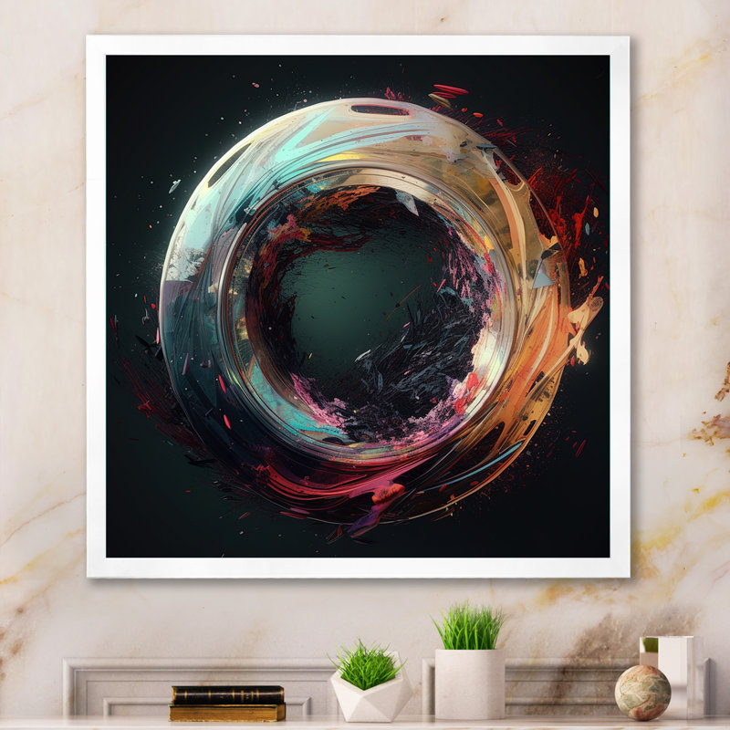 «Neon Spirité Eternity I», reproduction d'art sur toile géométrique moderne, H 36 po x l 36 po x P 1,5 po, Cadre simple blanc