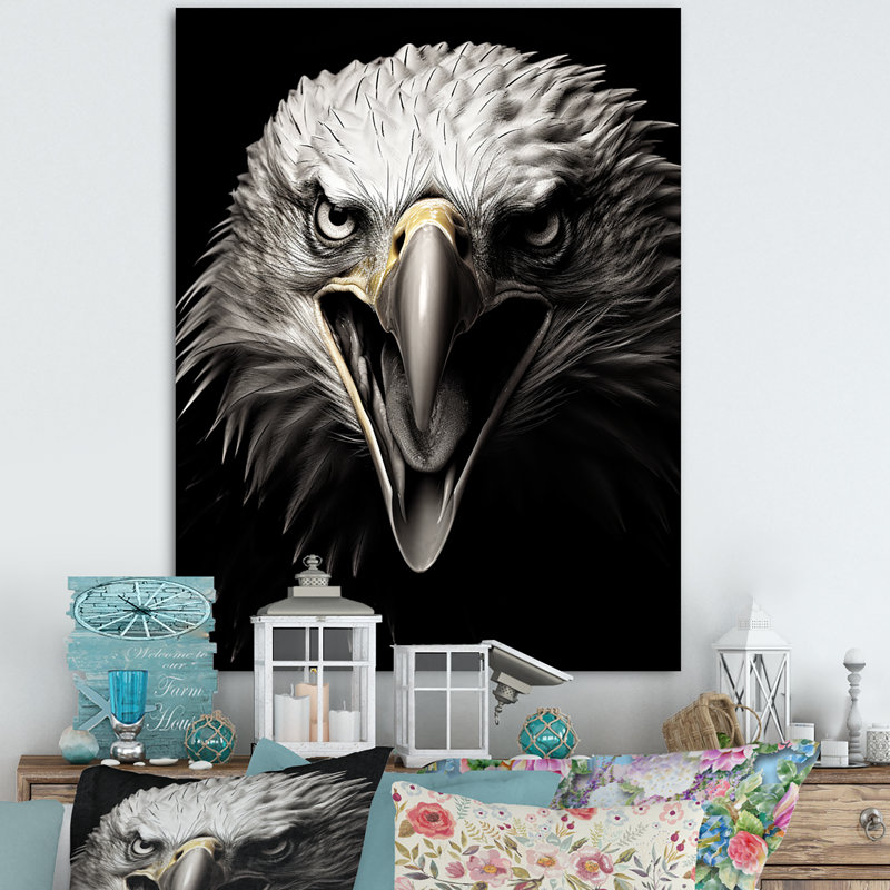Aigle audacieux, regard fort III, H 44 po x l 34 po x P 1,5 po, Toile tendue