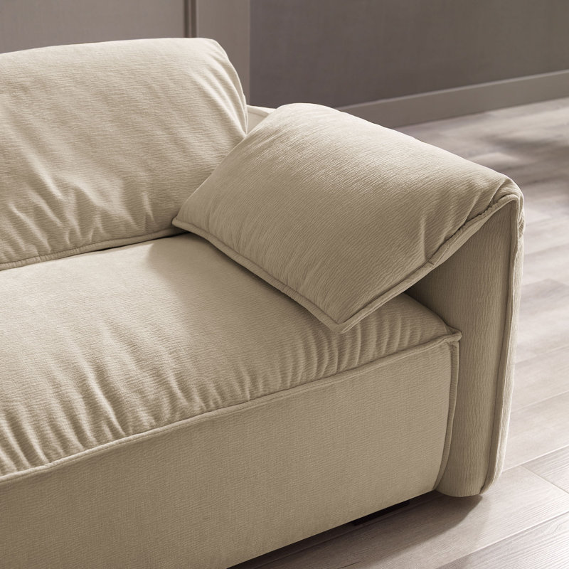 Canapé en chenille 92,5 po Louai, Sergé de polyester naturel blé