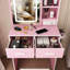 Ensemble de coiffeuse maquillage avec miroir et tabouret, coiffeuse pour petites chambres, rose