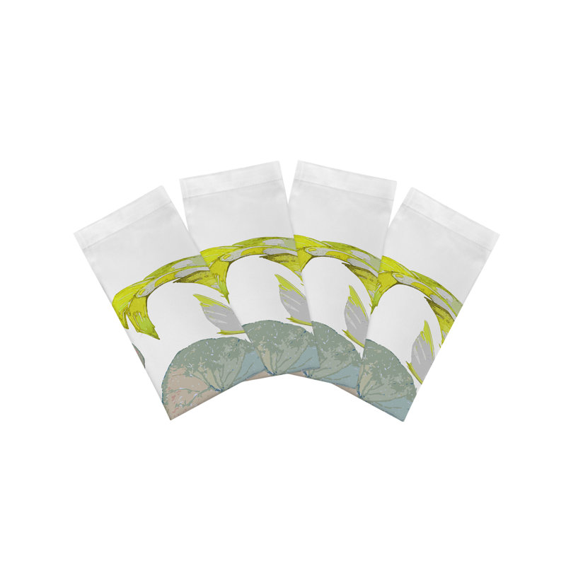 Leopard Koi Cotton Sateen Dinner Napkins, Jaune