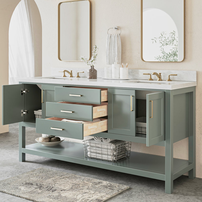 Magnolia Bath Vanity Rectangular Basin S073DCWRV, Vintage Green, Rectangular