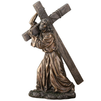 12.01 in H Jesus on the Way to Calvary Bronze Poly Resin