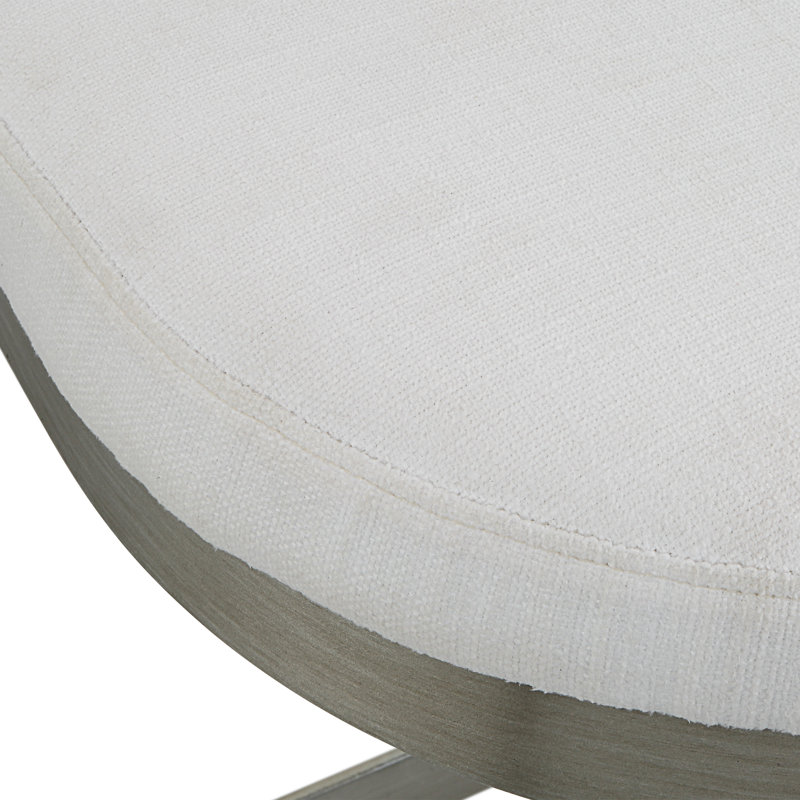 Ivanna Upholstered Stool with Metal Frame, Silver