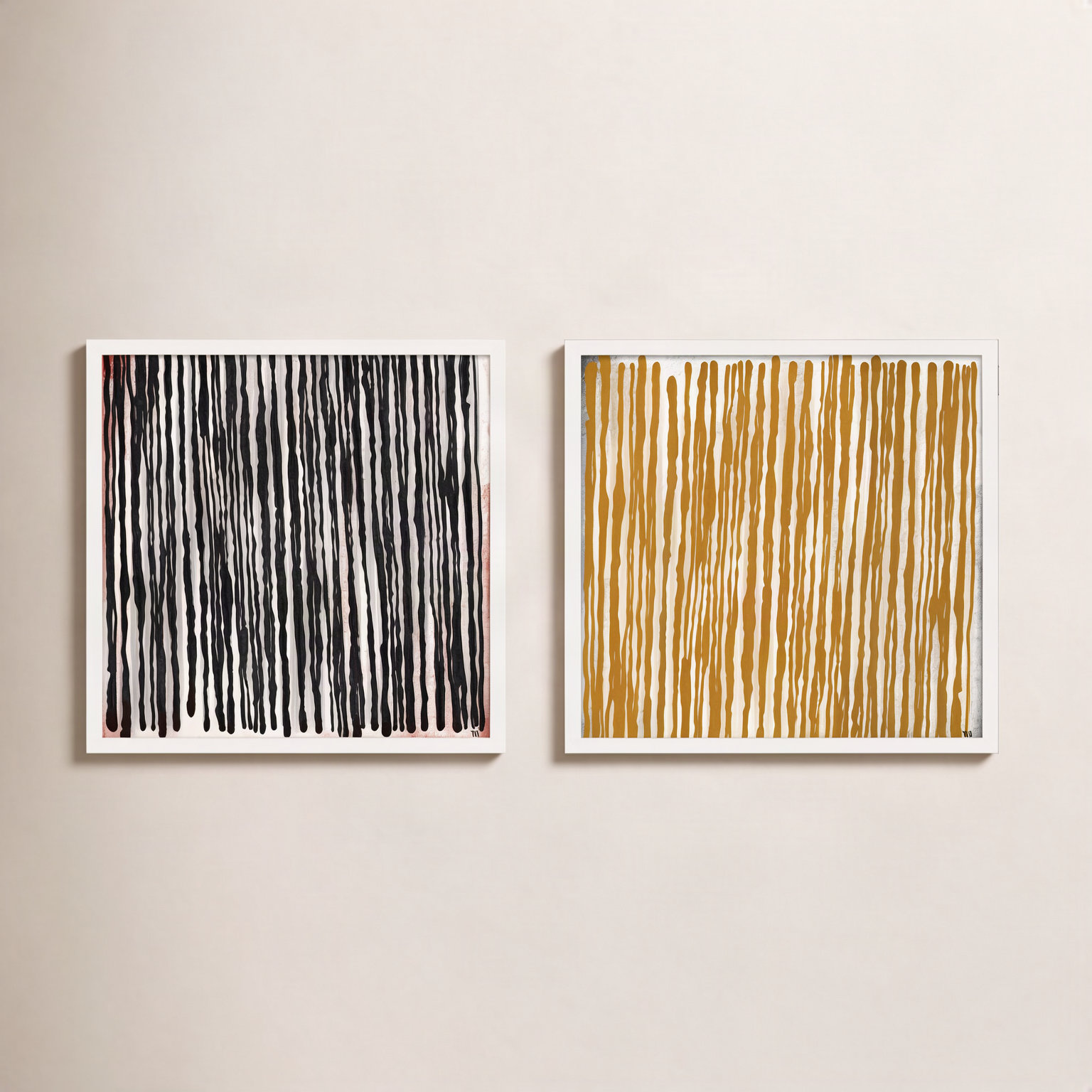Waterfall 2-Piece Print Set by Marco Marella, White Paper Framed, 16" H x 16" W