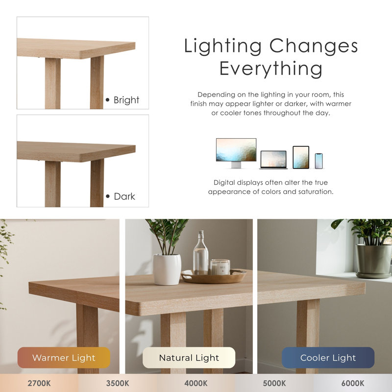 Trell 48"W Rectangular Dining Table, Natural Wood