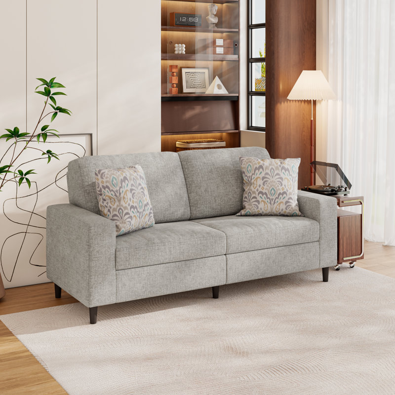 Canapé à accoudoirs carrés 77,5 po Yosselin, Gris chenille