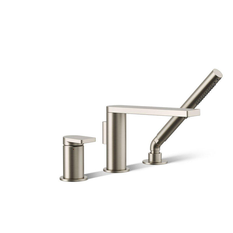 Composed Deck-Mount Bath Faucet With Handshower, Brushed Nickel