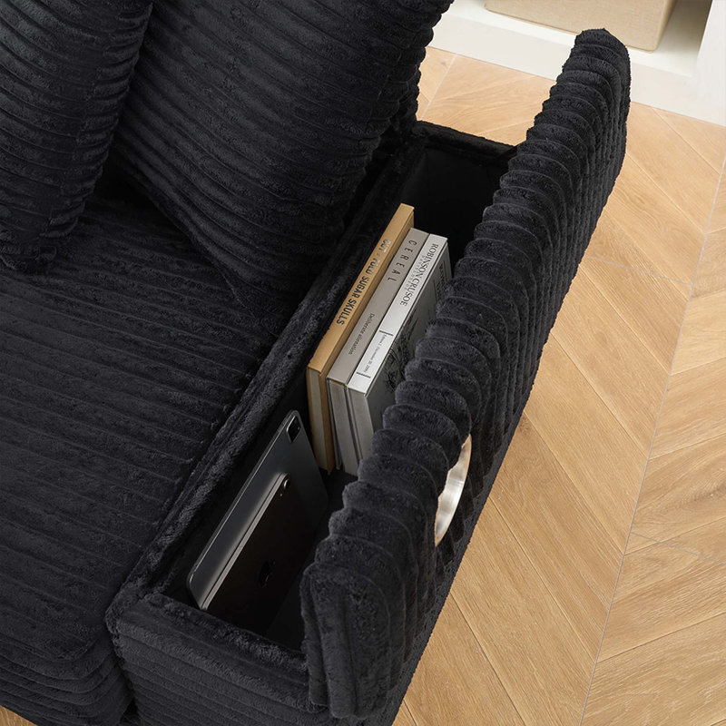 Canapé en velours côtelé de 111,4 po, accoudoir avec porte-gobelet et fonction de rangement, le fauteuil inclinable peut être changé à gauche et à droite, convenant au salon, à la chambre à coucher et au salon