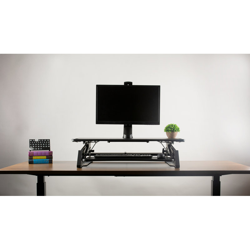 Black Steel Adjustable Single Monitor Mount for Standing Desk