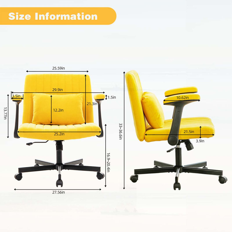 Chaise de bureau ergonomique à roulettes, Jaune