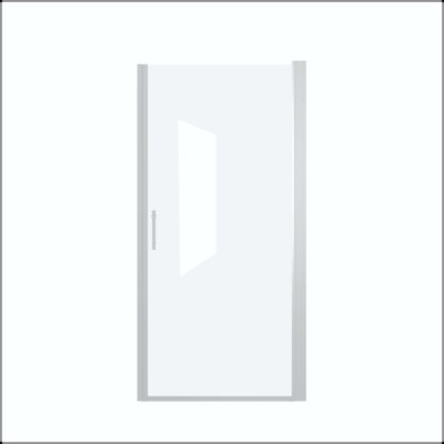 Porte de douche pivotante 36 x 72 - Chrome, demi-cadre, verre trempé de 6 mm