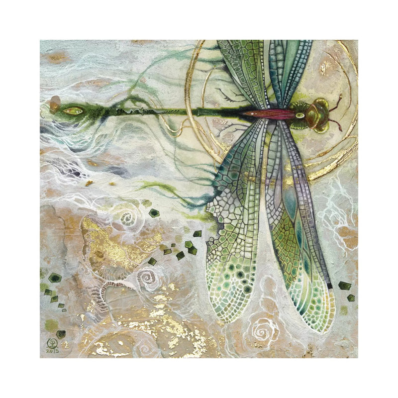 «Damsel Fly II» encadrée par Stephanie Law, H 12 po x l 12 po x P 0,75 po, Toile tendue, Non