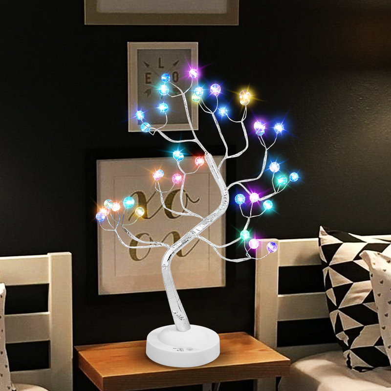 20" RGB LED Tree Color Changing Lights Remote Control Opal Ball Tabletop Indoor Decoration