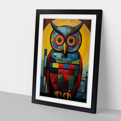 Owl Constructivism - Single Picture Frame Print on Wood