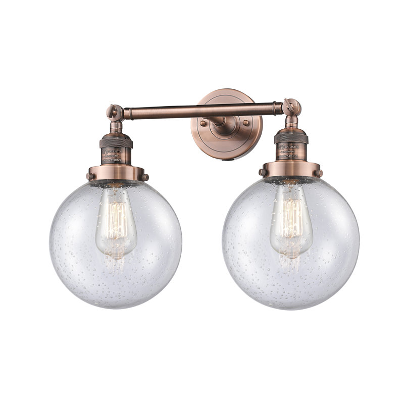 Clementina 2 - Light Dimmable Vanity Light, 6 Watt Vinage LED Bulb, Seedy, Antique Copper