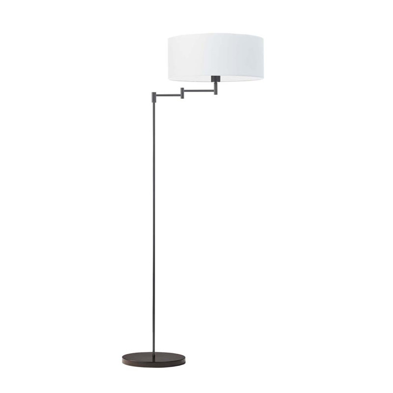 Korin 155cm Swing Arm Floor Lamp, White, Black