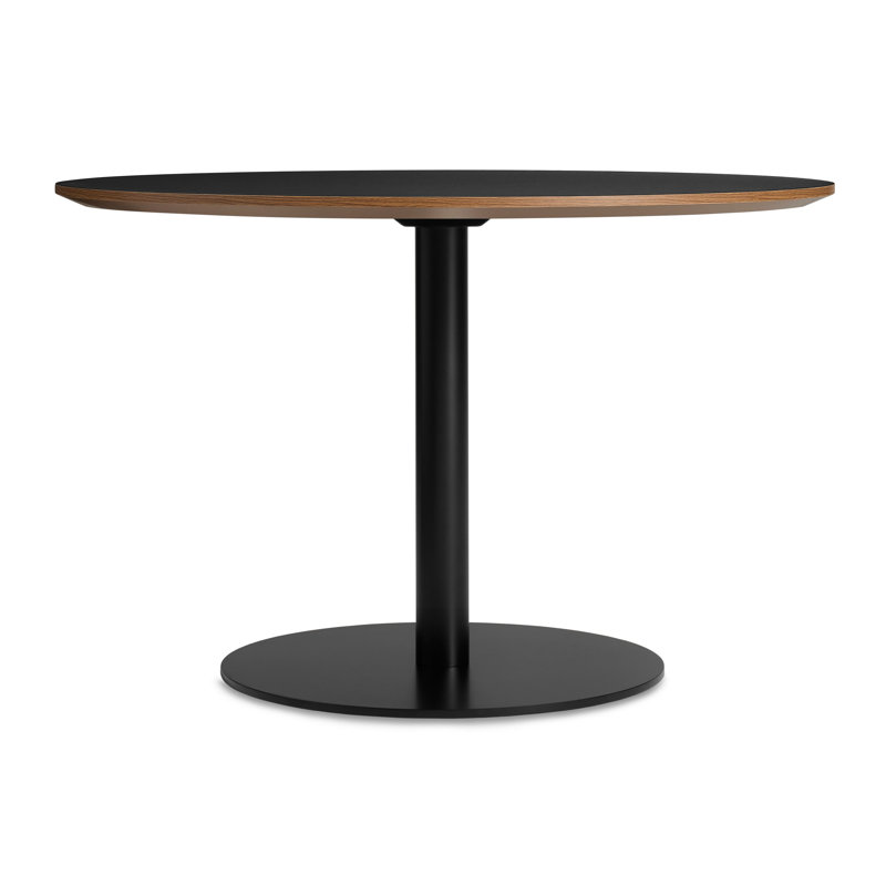 Easy Round Pedestal Dining Table, 29" H x 48" W x 48" L, White Oak, Matte Black