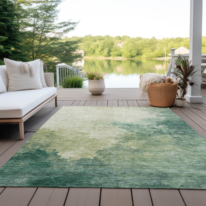 Tapis intérieur / extérieur vert Julian , 10 pi x 14 pi