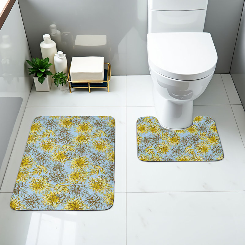  Ensemble de 2 tapis floraux pour salle de bain