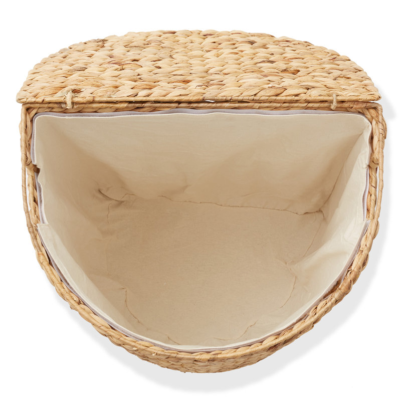 Natural Wicker Half-Moon Laundry Hamper with Lid