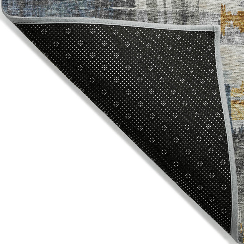 3' X 5' Charcoal Gray And Tan Abstract Washable Indoor Outdoor Area Rug