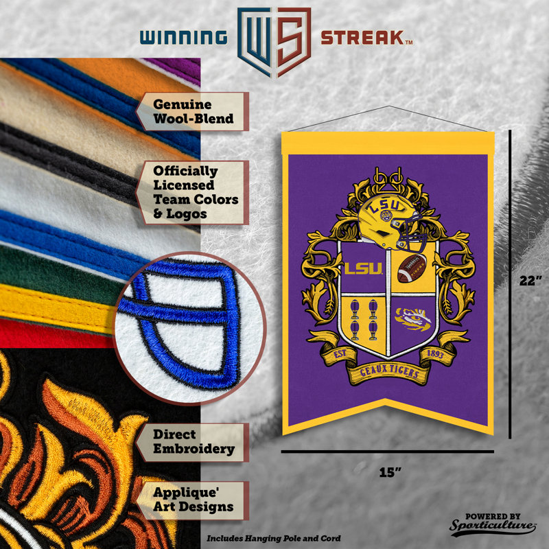 Décoration murale NCAA LSU Tigers Crest | 15 x 22 po