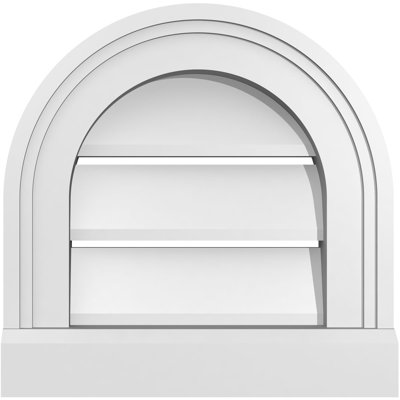 Round Top Surface Mount Signature Urethane Functional Gable Vent, Primed Tan