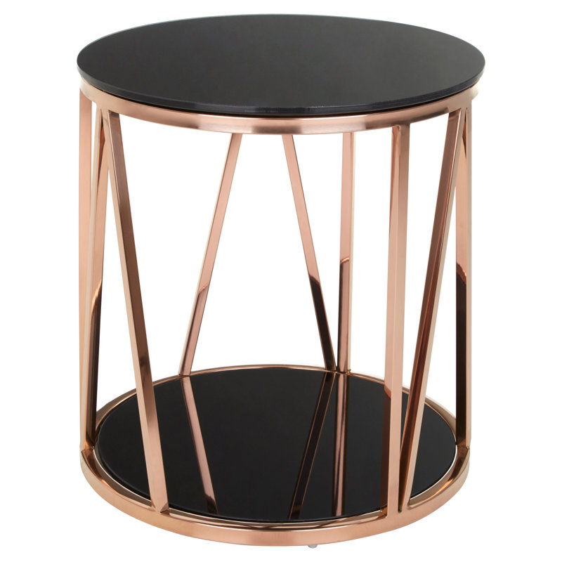 Bergsteinn Glass Top End Table, Gold/Black
