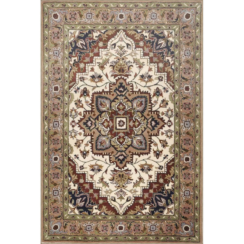 Tapis crème crème à motifs géométriques multicolores lavables à la machine, Tapis de couloir 4 pi 11 po x 9 pi 10 po inclus