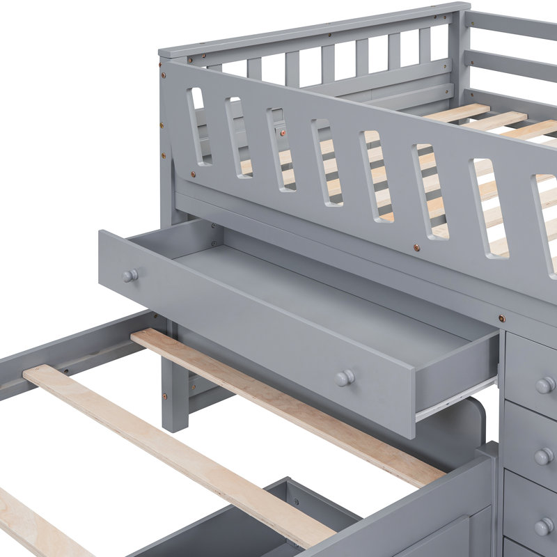 Lit mezzanine simple et lit plateforme gris - Assemblage requis mais support facile jusqu'à 250 lb, Gris