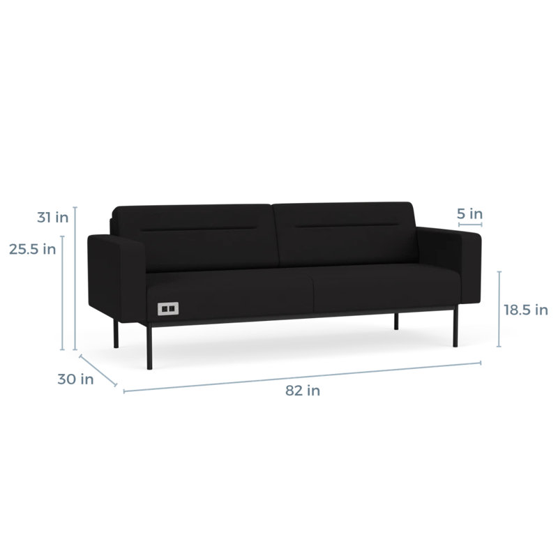 Canapé de réception Darsey, Visite libre noire, Avec alimentation, Noir
