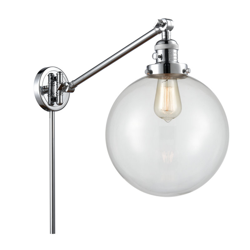 Bras articulé à 1 lumière à intensité variable Antsje, Ampoule DEL rétro de 3,5 watts, Transparent, Chrome poli