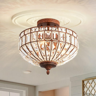 Plafonnier semi-encastré moderne en cristal à 3 lumières Theodora