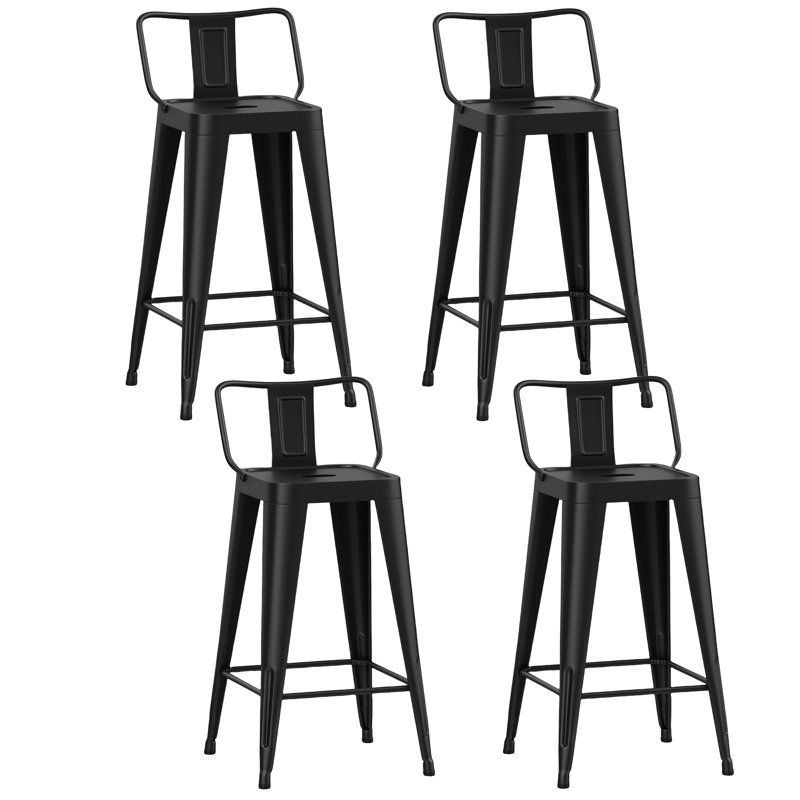 Counter Stool with Metal Frame, Bar Stool (30” Seat Height), Black
