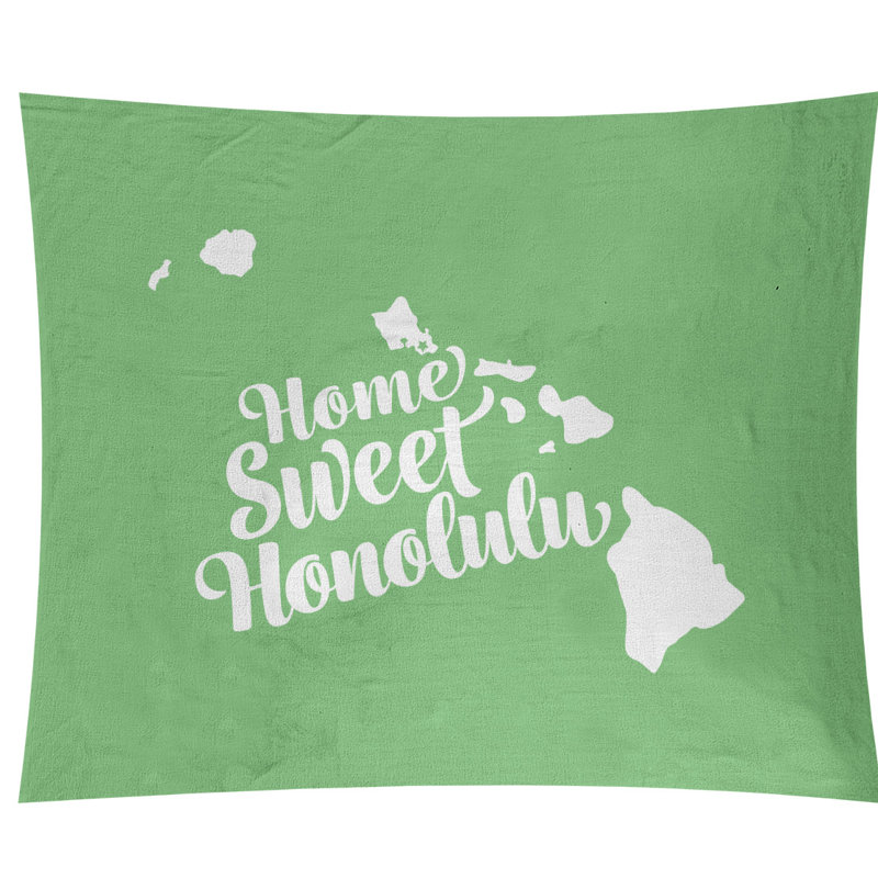 Tapisserie murale honolulu hawaii, H 27,5 po x l 37,5 po, Vert