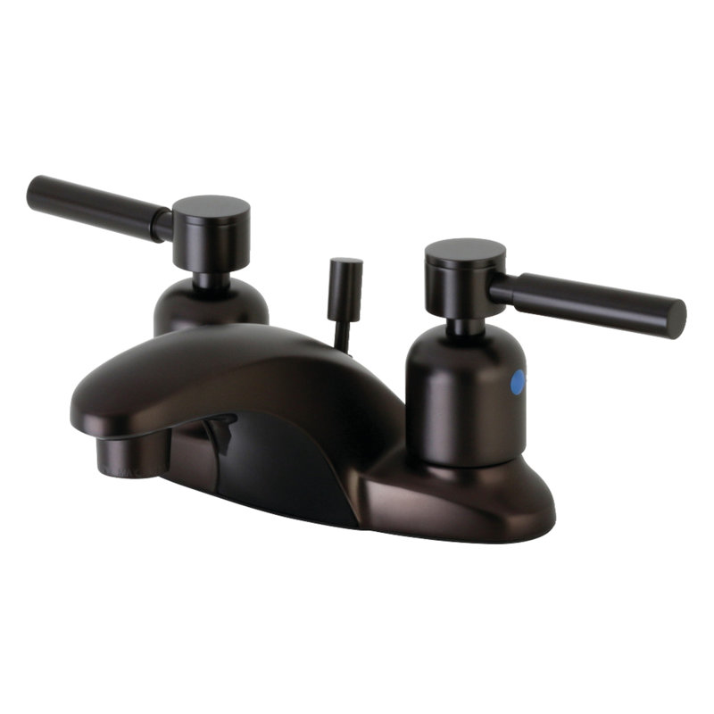 Robinet de salle de bain central à 4 poignées à 3 trous à fixation sur le comptoir avec robinet escamotable en plastique Kingston Brass
