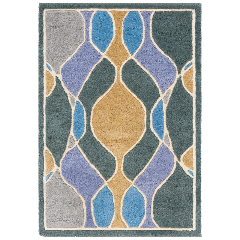 Amier Soho Hand Tufted Wool And Viscose Abstract Rug, Rectangle 2' x 3'