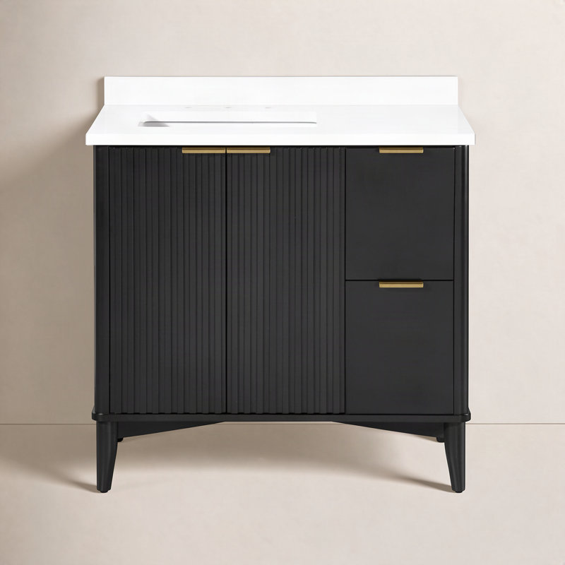 Meuble-lavabo simple 36 po Gabi, Noir onyx