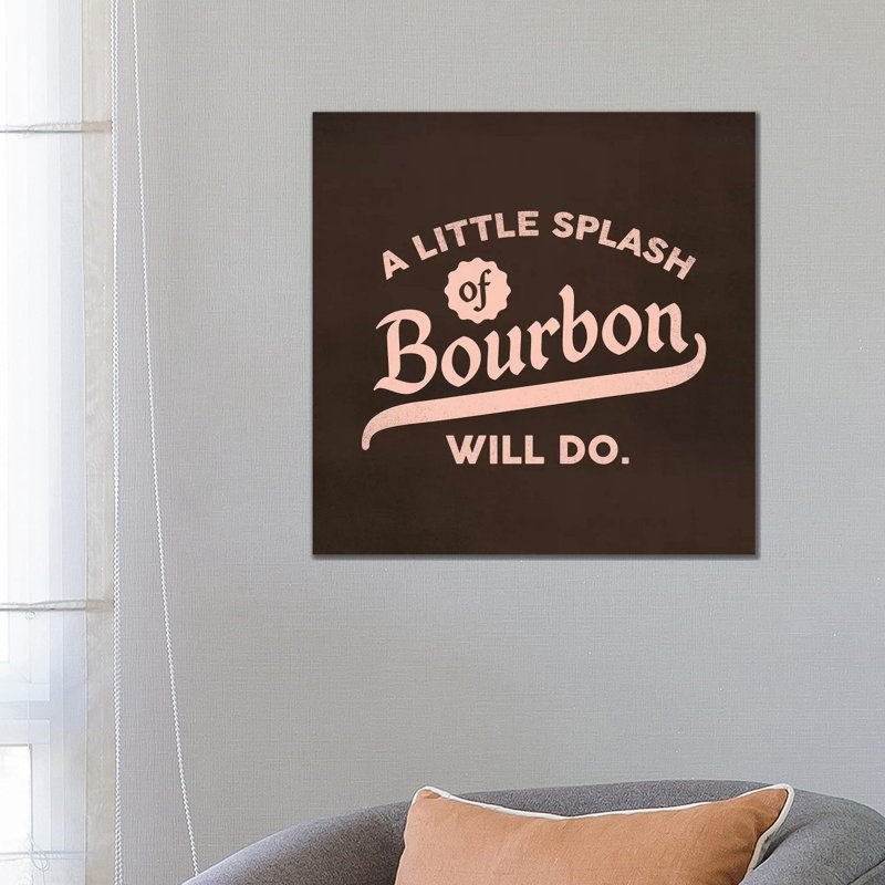 Bourbon Splash Lettering by The Whiskey Ginger - Wrapped Canvas Print, 66.04 cm H x 66.04 cm W