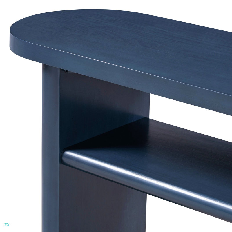 Elegant Minimalist Console Table With Rounded Edges And Sturdy Shelf Design For Entryway, Living Room, Navy