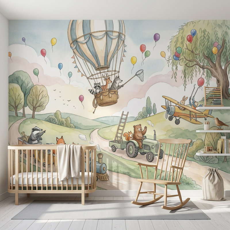 Papier peint montgolfière amovible, Non tissé, 200 po x 120 po