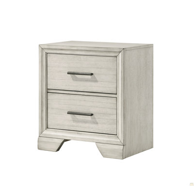 1Pc Two Storage Drawers Nightstand End Table Bedroom Solid Wood Wooden