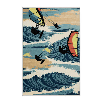 Washable Kiteboarding Sports Area Rug