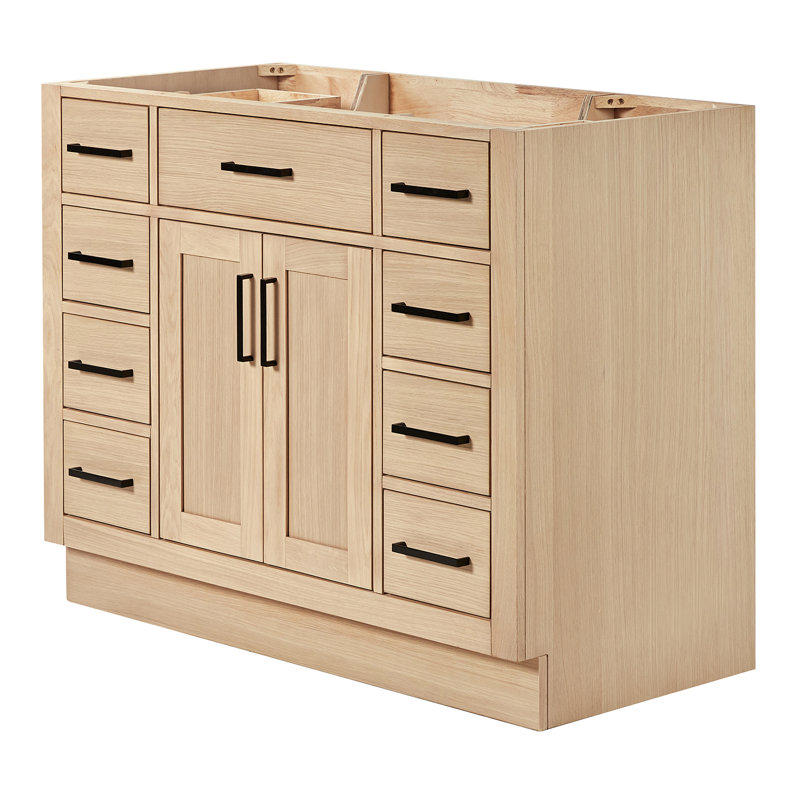 Osoria 42'' Solid Wood Single Bathroom Vanity Base Only, Base Cabinet without Top, Natural Oak