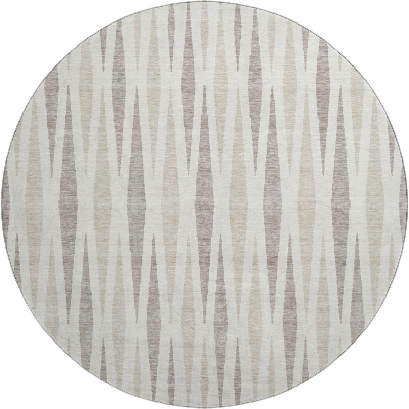 Premium Machine Washable Prisco Ivory Rug, Round 8'