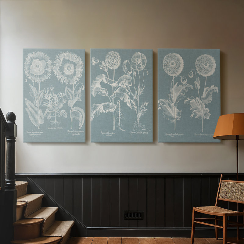 Besler Poppies I - Toile tendue avec châssis sur mesure - 3 pièces, H 60 po x l 120 po